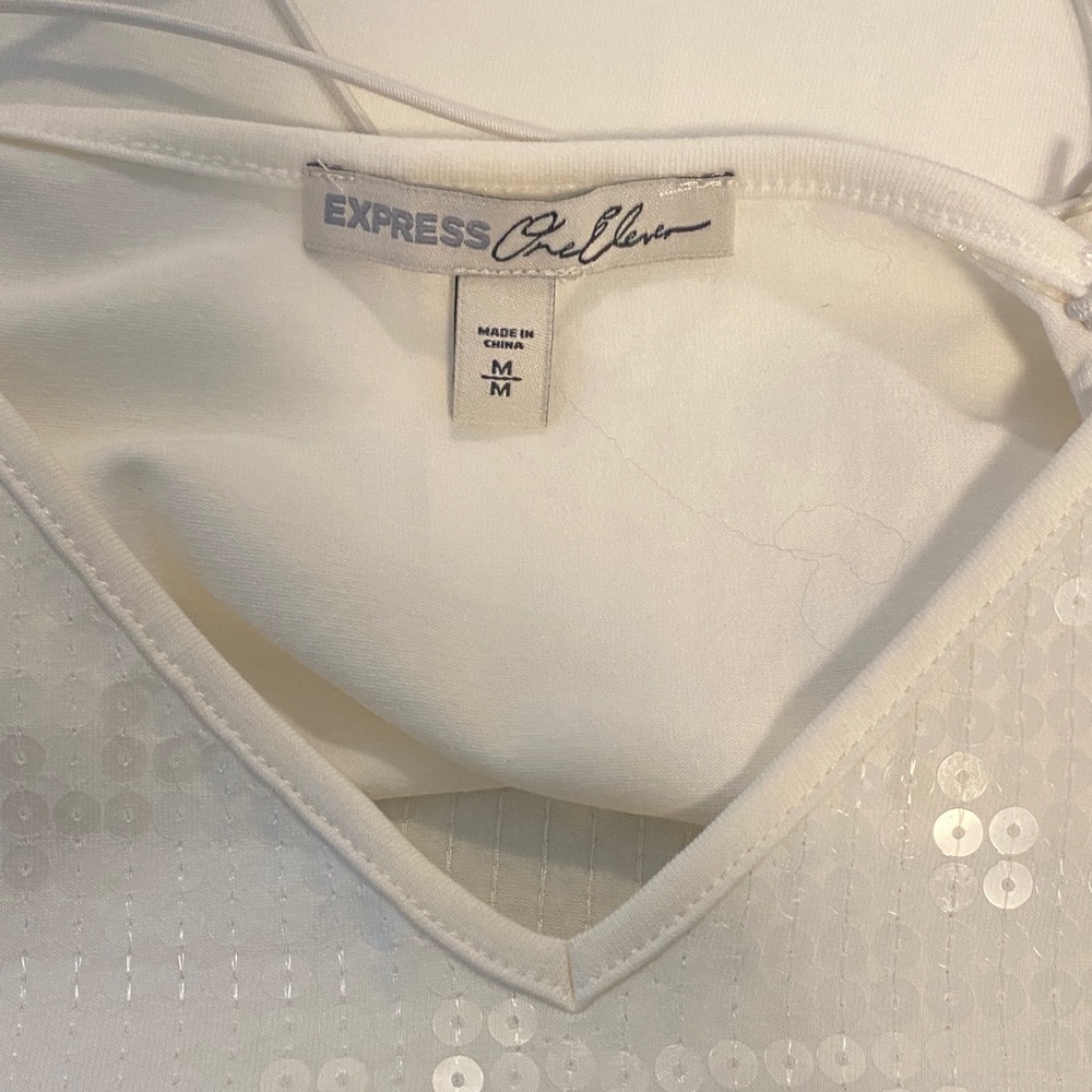 Express Ivory Sequin Blouse